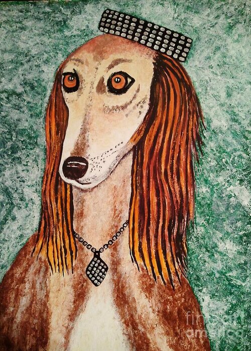  Paintings Greeting Card featuring the painting Golden Dog by Jasna Gopic