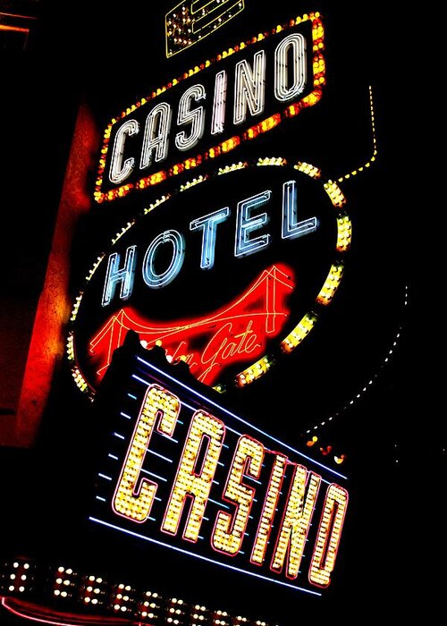 Las Vegas Greeting Card featuring the photograph Golden Gate Casino by Benjamin Yeager