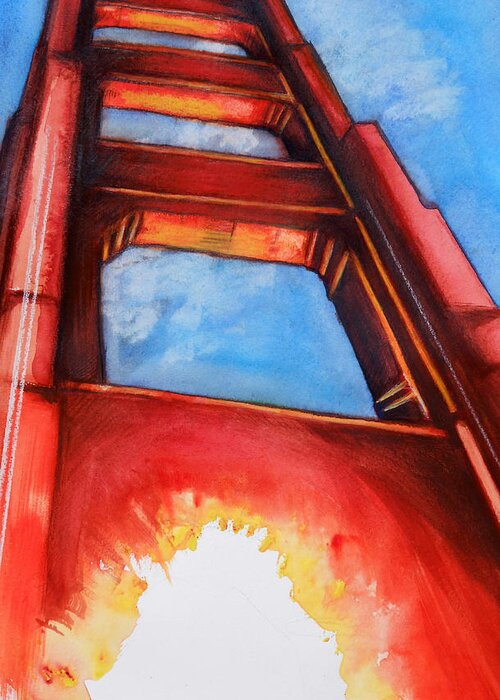 Golden Gate Bridge Greeting Card featuring the painting Golden Gate Light by Rene Capone