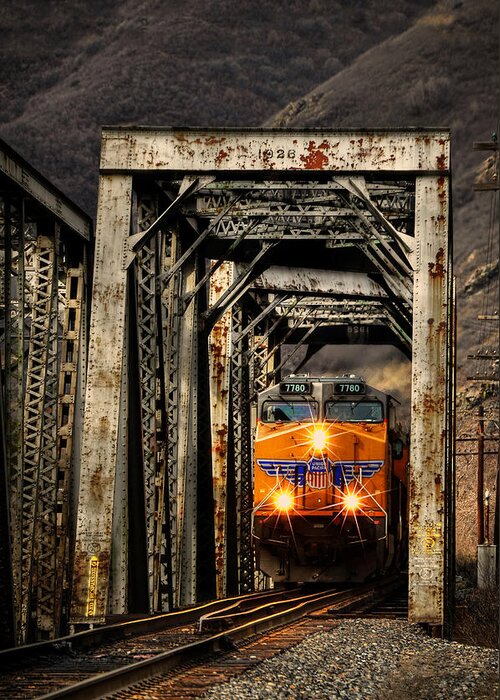 Union Pacific Greeting Card featuring the photograph Golden Hour Crossing by Ken Smith