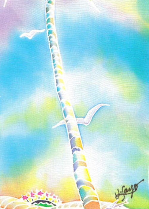 Summer Greeting Card featuring the painting Golden light by Hisayo OHTA