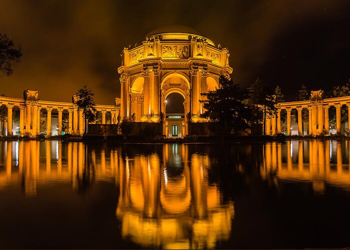 Palace Of Fine Arts Greeting Card featuring the photograph Golden Palace by Mike Ronnebeck