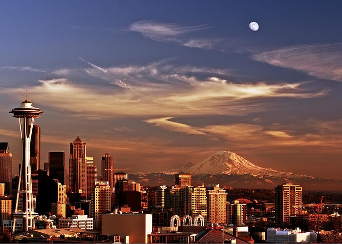 Seattle Greeting Card featuring the photograph Golden Seattle by Darren White