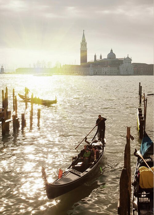 Tranquility Greeting Card featuring the photograph Gondolas In The Canal Grande Of Venice by Cultura Rm Exclusive/lost Horizon Images