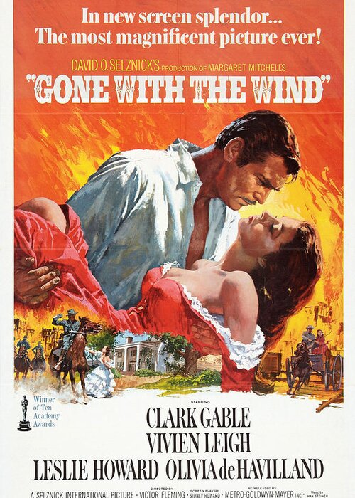 Movie Poster Greeting Card featuring the photograph Gone With the Wind - 1939 by Georgia Clare