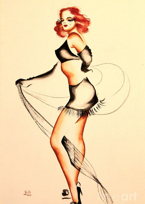 Good Night Ladies Greeting Card featuring the drawing Good Night Ladies Dancer by Art By Tolpo Collection