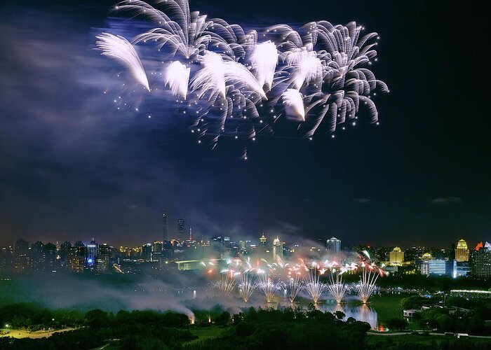 Firework Display Greeting Card featuring the photograph Goodbye, 2013 by Blackstation