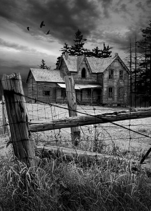 Art Greeting Card featuring the photograph Gothic Abandoned Farm House in Ontario Canada by Randall Nyhof