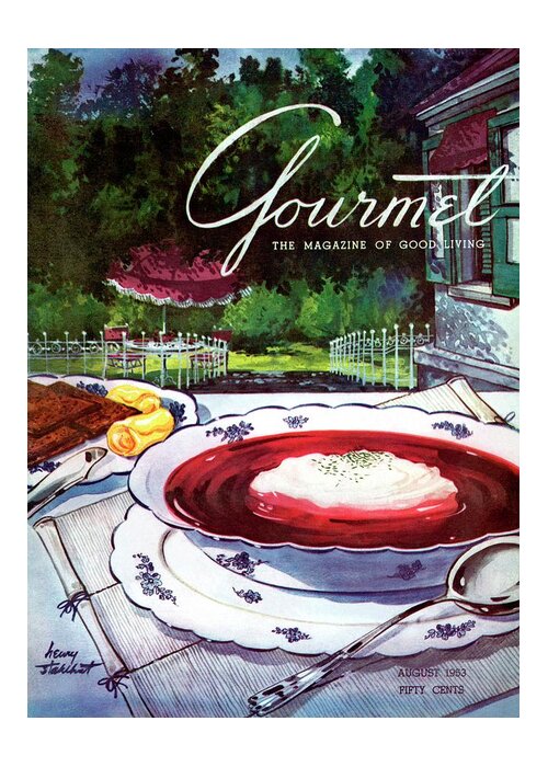 Illustration Greeting Card featuring the photograph Gourmet Cover Featuring A Bowl Of Borsch by Henry Stahlhut