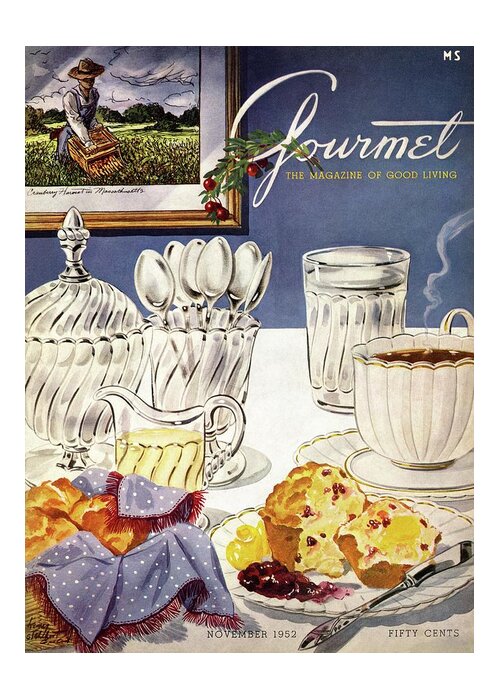 Food Greeting Card featuring the photograph Gourmet Cover Illustration Of Cranberry Muffins by Henry Stahlhut