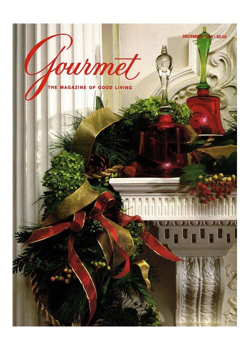 Decorative Art Greeting Card featuring the photograph Gourmet Magazine Cover Featuring Christmas Garland by Romulo Yanes