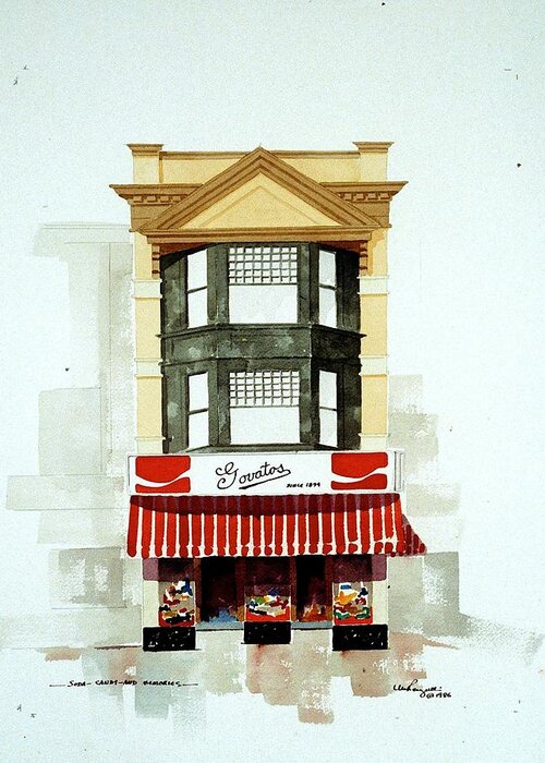 Wilmington De Greeting Card featuring the painting Govatos' Candy Store by William Renzulli