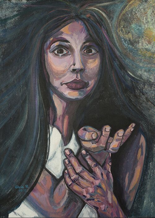 Portrait Greeting Card featuring the painting Grab your Soul by Christel Roelandt
