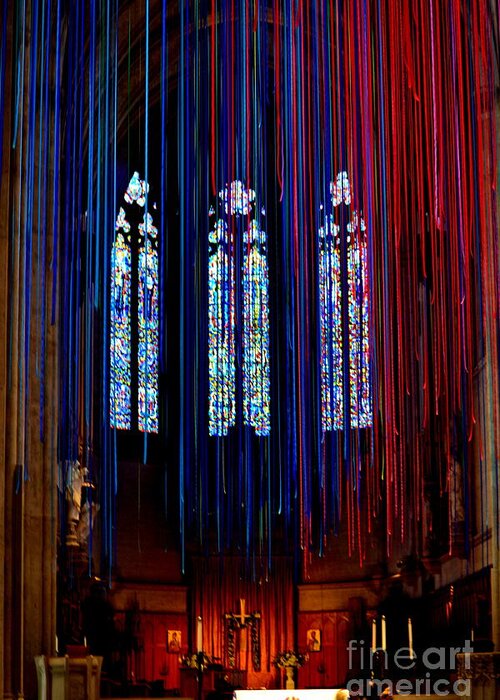 Grace Cathedral Greeting Card featuring the photograph Grace Cathedral with Ribbons by Dean Ferreira