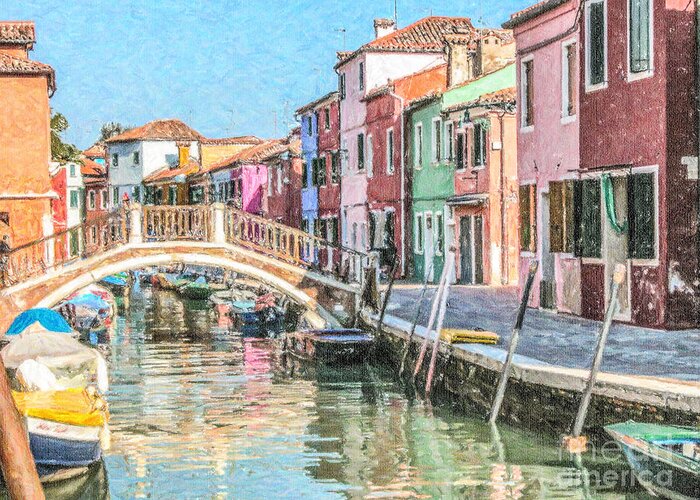 Burano Greeting Card featuring the digital art Grand Canal Burano Venice by Liz Leyden