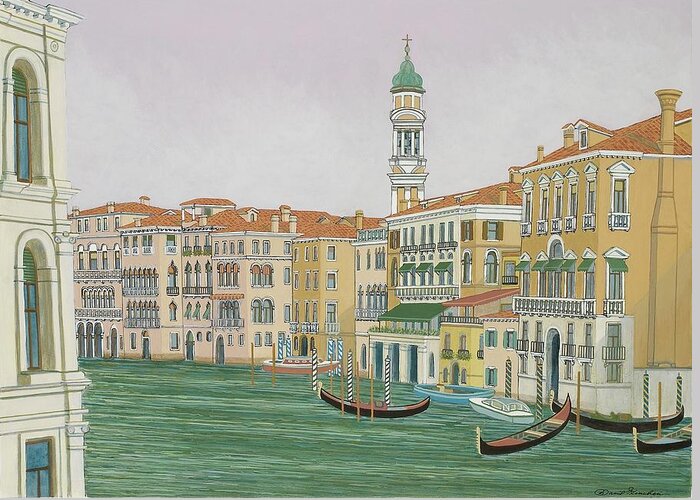 Venice Greeting Card featuring the painting Grand Canal by David Hinchen