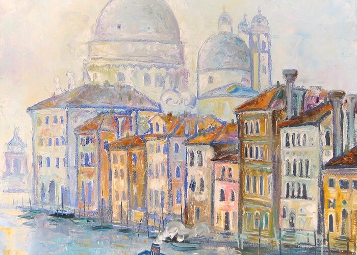 Venice Greeting Card featuring the painting Grand Canal by Mikhail Zarovny