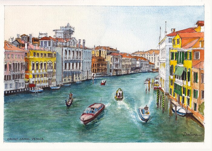 Venice Greeting Card featuring the painting Grand Canal Venezia by Dai Wynn