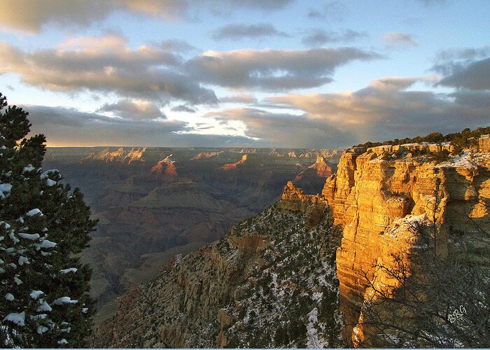 Landscape Greeting Card featuring the photograph Grand Canyon. Winter Sunset by Ben and Raisa Gertsberg