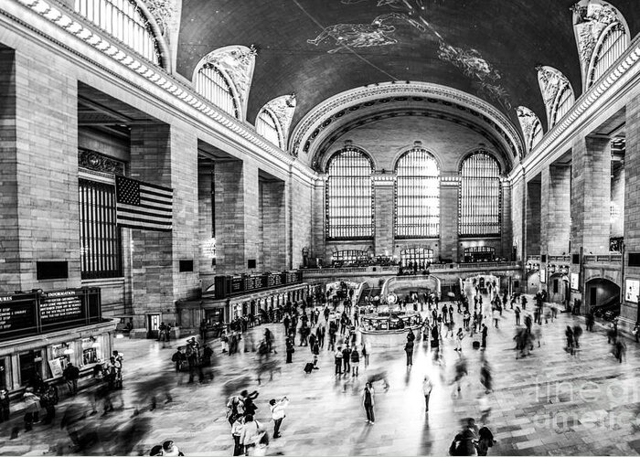 Nyc Greeting Card featuring the photograph Grand Central Station -pano bw by Hannes Cmarits
