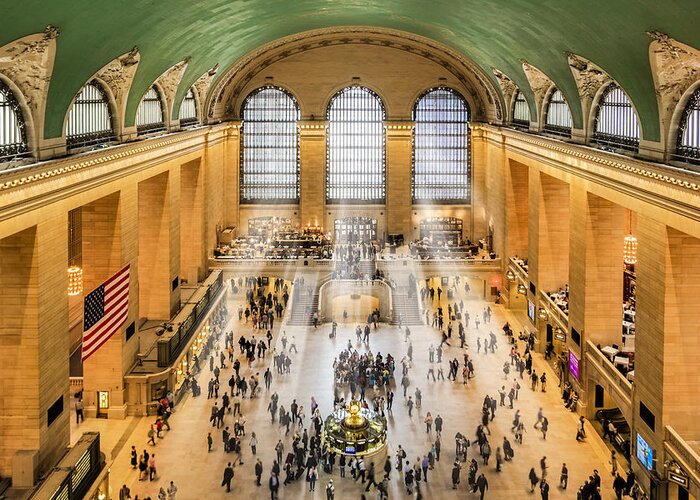 New York City Greeting Card featuring the photograph Grand Central Terminal Birds Eye View I by Susan Candelario
