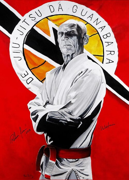 Helio Greeting Card featuring the painting Grand Master Helio Gracie by Brian Broadway