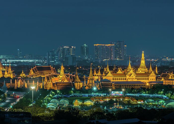 Built Structure Greeting Card featuring the photograph Grand Palace & Temple by Pornpisanu Poomdee