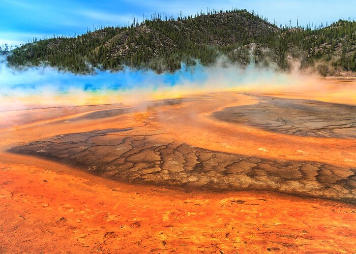 Grand Prismatic Spring Greeting Card featuring the photograph Grand Prismatic Shores by Sylvia J Zarco