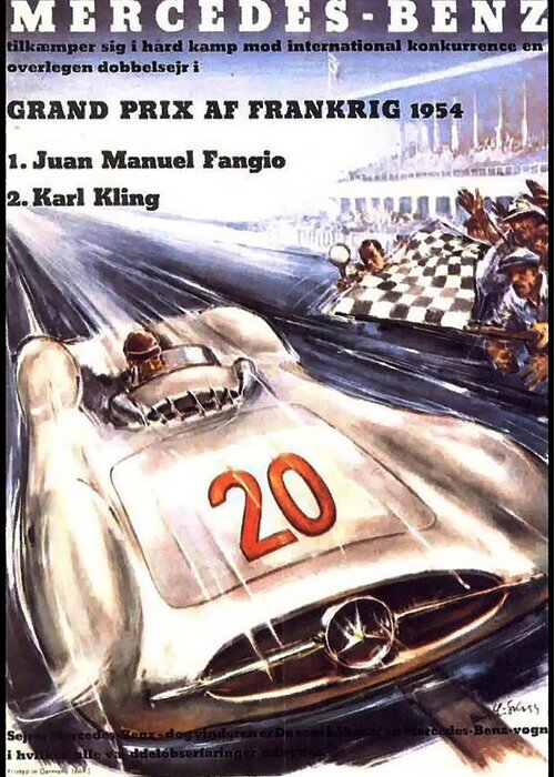 Grand Prix Af Frankrig Greeting Card featuring the digital art Grand Prix F1 Reims France 1954 by Georgia Fowler