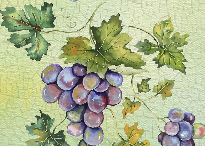 Painting Greeting Card featuring the painting Grapes on Watercolor by Jean Plout
