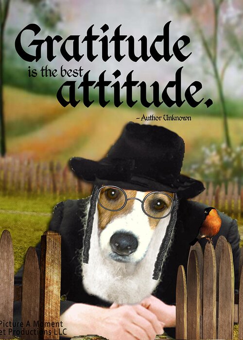 Canine Thanksgiving Greeting Card featuring the digital art Gratitude is the best Attitude - 4 by Kathy Tarochione