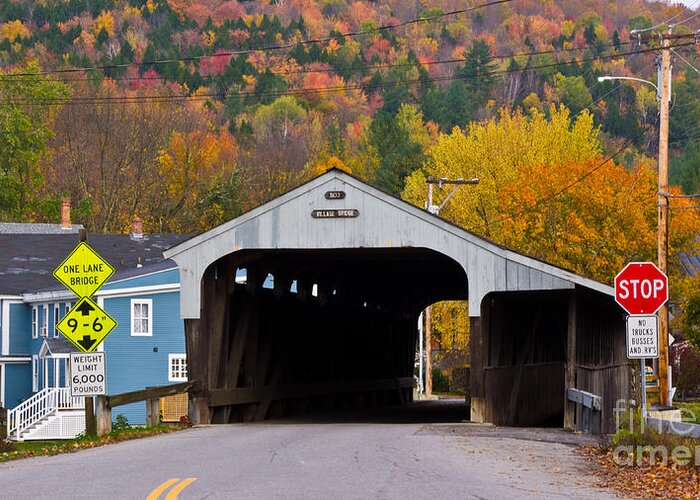 Great Eddy Covered Bridge Greeting Card featuring the photograph Great Eddy Covered Bridge. by New England Photography
