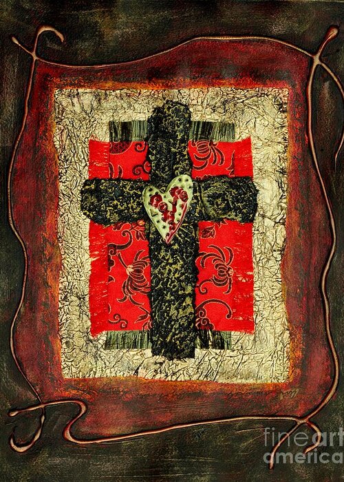 Cross Greeting Card featuring the mixed media Greatest Love by Pattie Calfy
