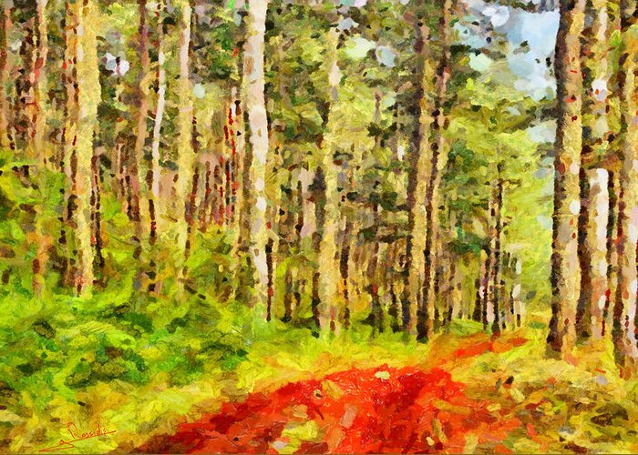 Rossidis Greeting Card featuring the painting Greek forest by George Rossidis
