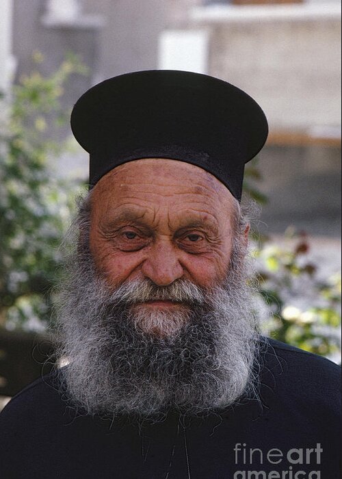 Heiko Greeting Card featuring the photograph Greek Orthodox Priest by Heiko Koehrer-Wagner