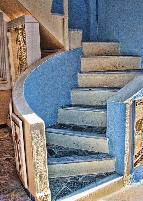 Stairs Greeting Card featuring the photograph Greek Stairs by Helaine Cummins