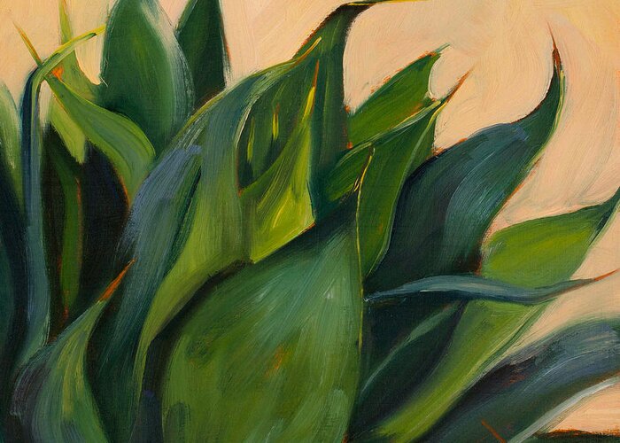 Agave Greeting Card featuring the painting Green Agave Right by Athena Mantle