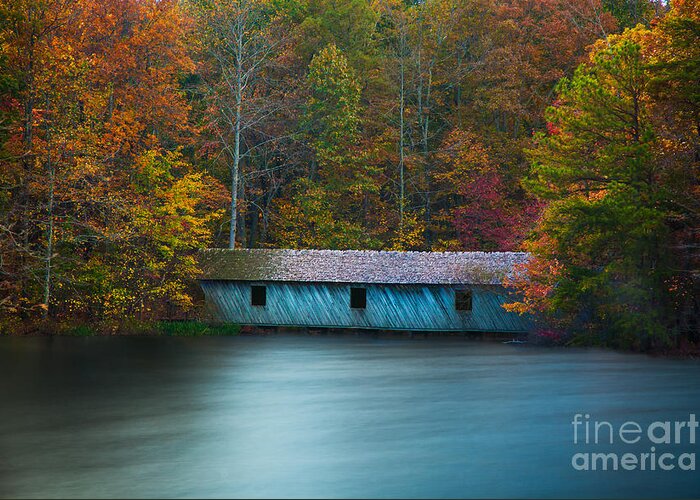 Alabama Greeting Card featuring the photograph Green Mountain Covered Bridge Huntsville Alabama by T Lowry Wilson