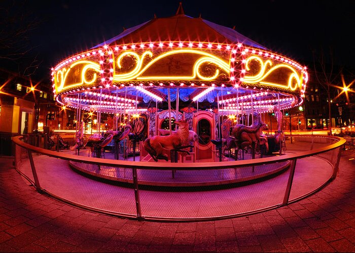 Faneuil Hall Greeting Card featuring the photograph Greenway Carousel - Boston by Mark Valentine
