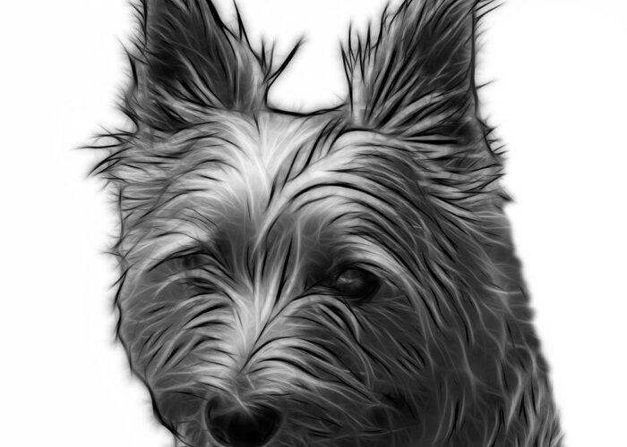 Terrier Greeting Card featuring the digital art Greyscale Australian Terrier Pop Art - 6500 FS by James Ahn