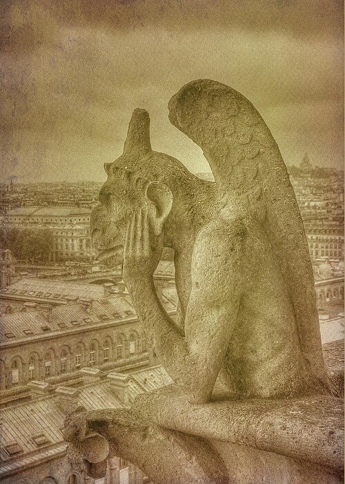 Paris Notre Dame Gargoyle Grotesque Greeting Card featuring the photograph Grotesque from Notre Dame by Michael Kirk