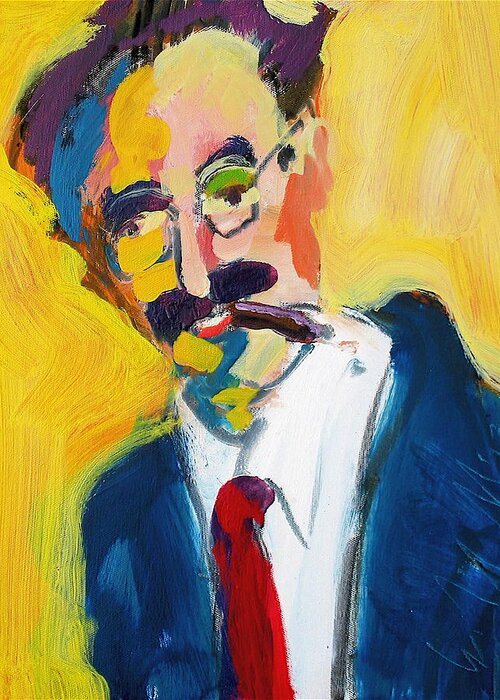 Groucho Greeting Card featuring the painting Groucho by Les Leffingwell