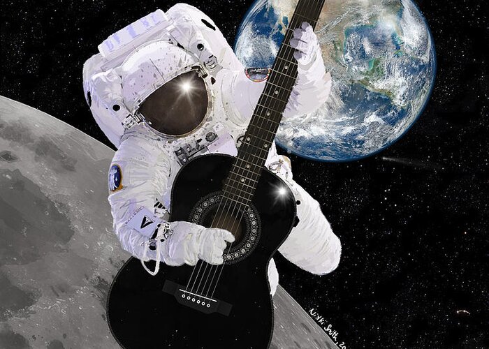 Astronaut Greeting Card featuring the digital art Ground Control to Major Tom by Nikki Marie Smith
