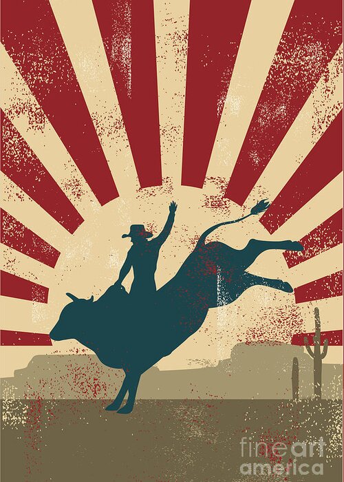 Country Greeting Card featuring the digital art Grunge Rodeo Postervector by Seita