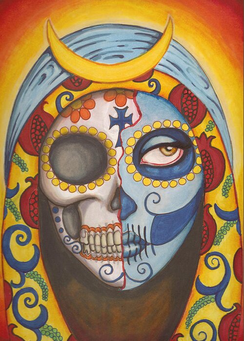 Day Of The Dead Greeting Card featuring the painting Guadalupe by Shayne of the Dead