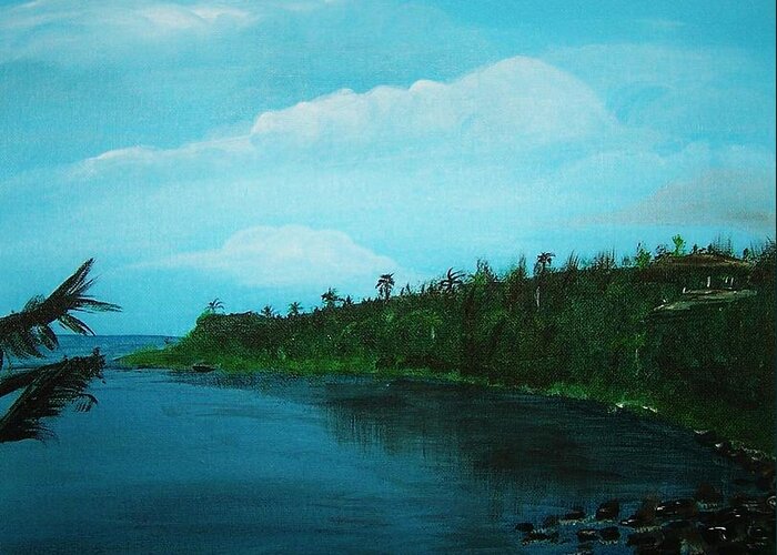 Island Greeting Card featuring the painting Guam Island Cove by Brigitte Emme