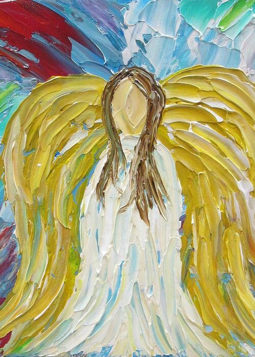 Guardian Angel Greeting Card featuring the painting Guardian Angel III by Molly Roberts