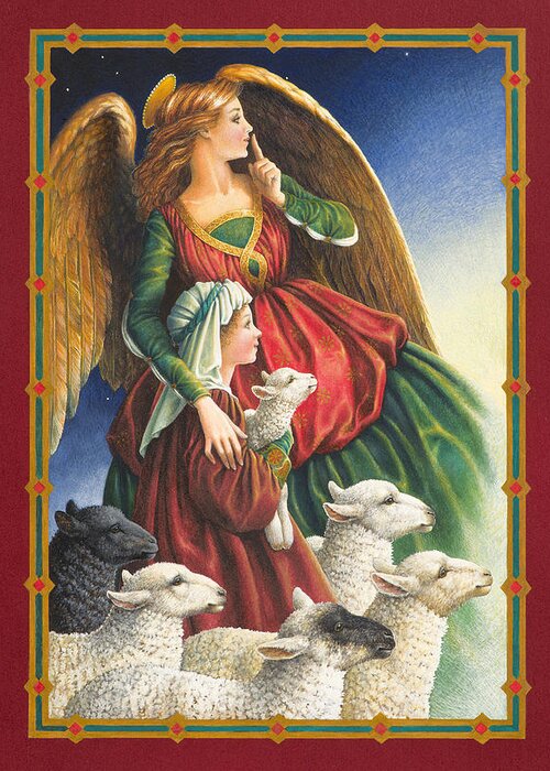 Angel Greeting Card featuring the painting Guardian Angel by Lynn Bywaters