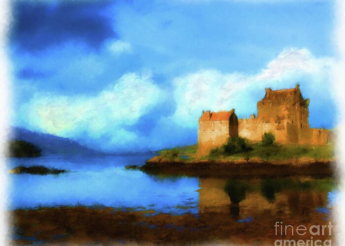 Eilean Donan Castle Greeting Card featuring the digital art Guardian of the Loch by Diane Macdonald
