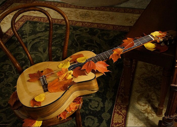Guitar Greeting Card featuring the photograph Guitar Autumn 1 by Mick Anderson